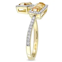 Julianna B 14K Yellow Gold Baguette Cut Citrine and 0.25CTW Diamond Ring