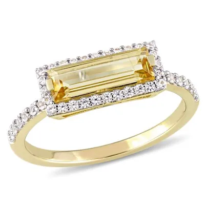 Julianna B Yellow Plated Sterling Silver Citrine & White Sapphire Halo Ring