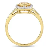 Julianna B 10K Yellow Gold Citrine and 0.14CTW Diamond Halo Ring