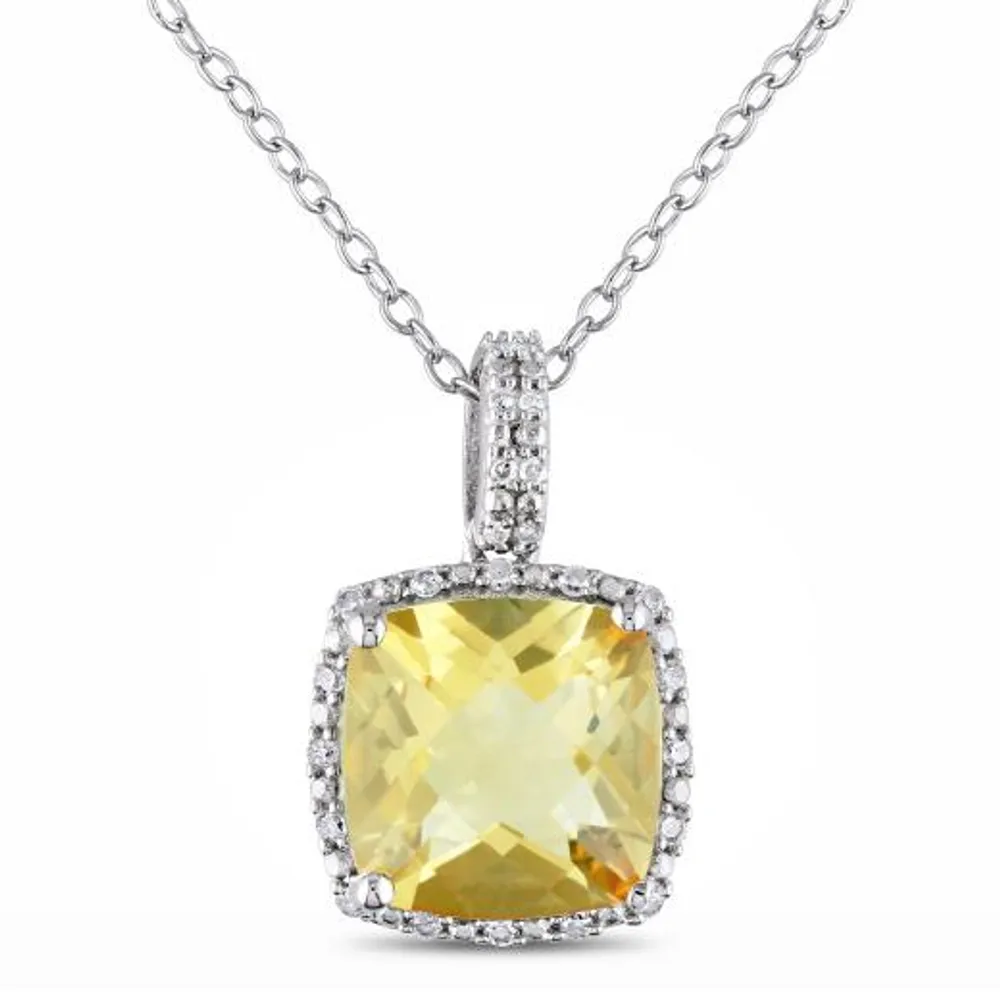 Julianna B Sterling Silver Citrine & 0.10CTW Diamond Pendant with Chain