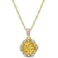 Julianna B 14K Yellow Gold Citrine and Diamond Accent Flower Necklace