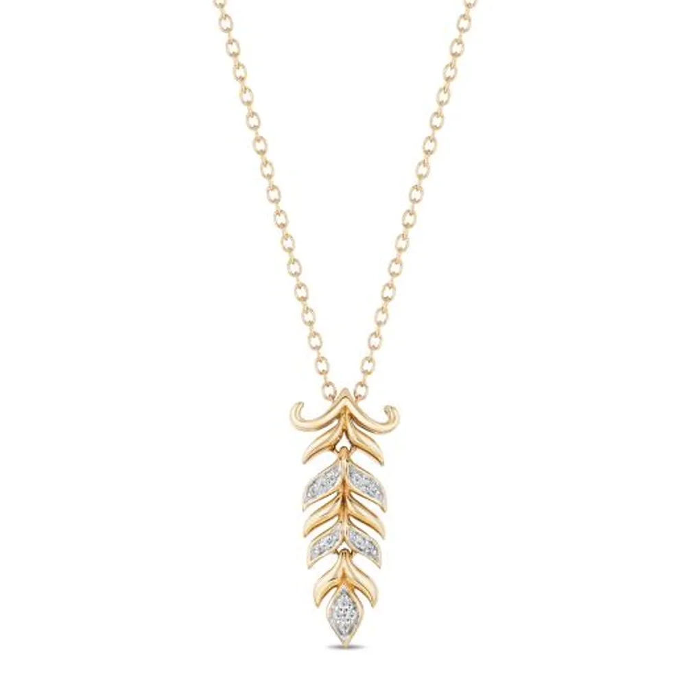 Enchanted Disney 10K Yellow Gold Diamond Frozen Pendant