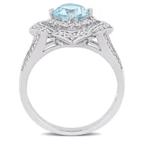 Julianna B Sterling Silver Sky Blue Topaz White Topaz & 0.20CTW Diamond Ring