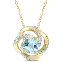 Julianna B Sterling Silver Sky-Blue Topaz Interlaced Floral Swirl Pendant