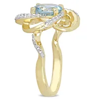 Julianna B Sterling Silver Sky Blue & White Topaz Floral Swirl Ring