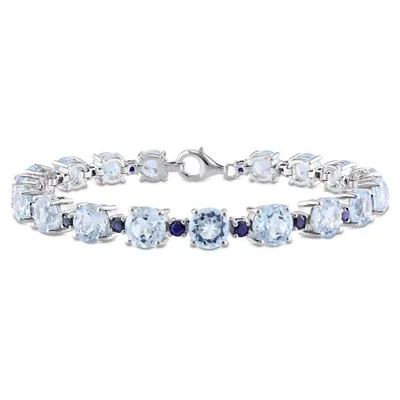 Julianna B Sterling Silver Sky-Blue Topaz and Sapphire Bracelet