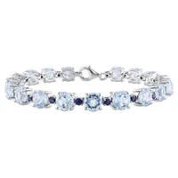 Julianna B Sterling Silver Sky-Blue Topaz and Sapphire Bracelet