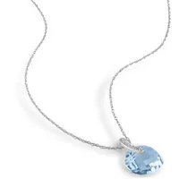 Julianna B 10K White Gold Heart-Shaped Blue Topaz and Diamond Accent Pendant