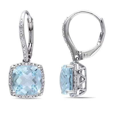 Julianna B Sterling Silver Blue Topaz & Diamond Earrings