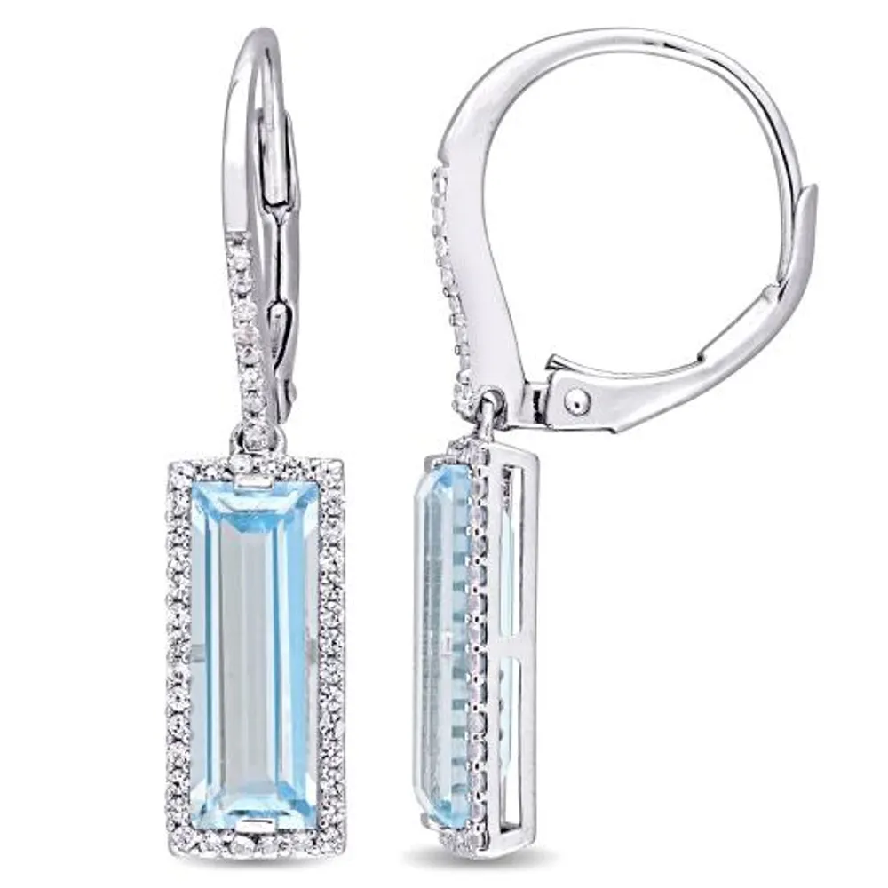 Julianna B Sterling Silver Blue Topaz & White Sapphire Earrings