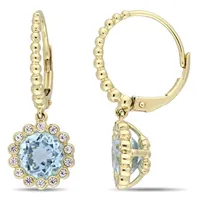 Julianna B 10K Yellow Gold Sky-Blue Topaz and White Sapphire Leverback Earrings