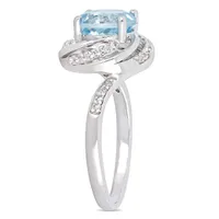 Julianna B Sterling Silver Sky Blue & White Topaz with Diamond Accent Ring