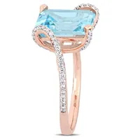 Julianna B 14K Rose Gold Sky-Blue Topaz & Diamond Cocktail Ring