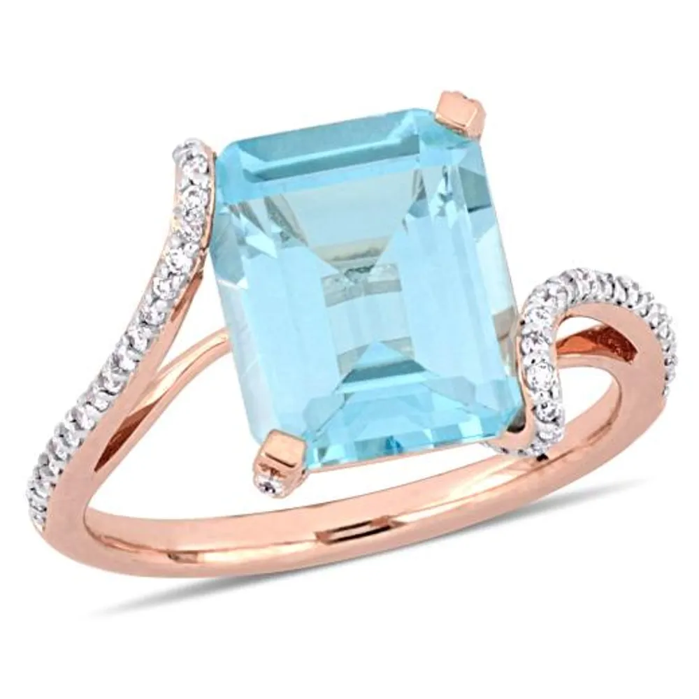 Julianna B 14K Rose Gold Sky-Blue Topaz & Diamond Cocktail Ring