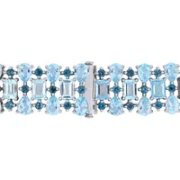 Julianna B Sterling Silver London & Sky Blue Topaz Cuff Bracelet