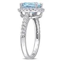 Julianna B 10K White Gold Sky-Blue Topaz and White Topaz Halo Ring