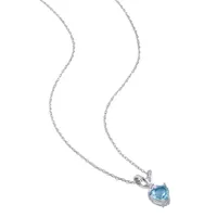 Julianna B 10K White Gold Heart Shaped Sky-Blue Topaz and Diamond Pendant