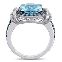 Julianna B Sterling Silver London & Sky Blue Topaz & 0.12CTW Diamond Ring