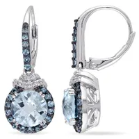 Julianna B Sterling Silver Sky & London Blue Topaz & 0.10CTW Diamond Earrings