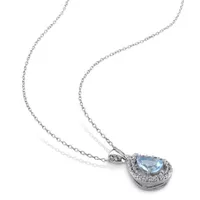 Julianna B Sterling Silver Blue Topaz & Created White Sapphire Pendant