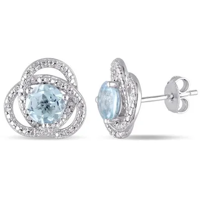 Julianna B Sterling Silver Blue Topaz and 0.10CTW Diamond Infinity Earrings
