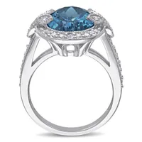 Julianna B Sterling Silver Blue & White Topaz & Diamond Ring