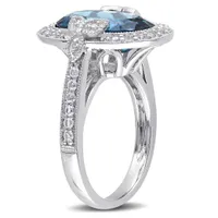 Julianna B Sterling Silver Blue & White Topaz & Diamond Ring