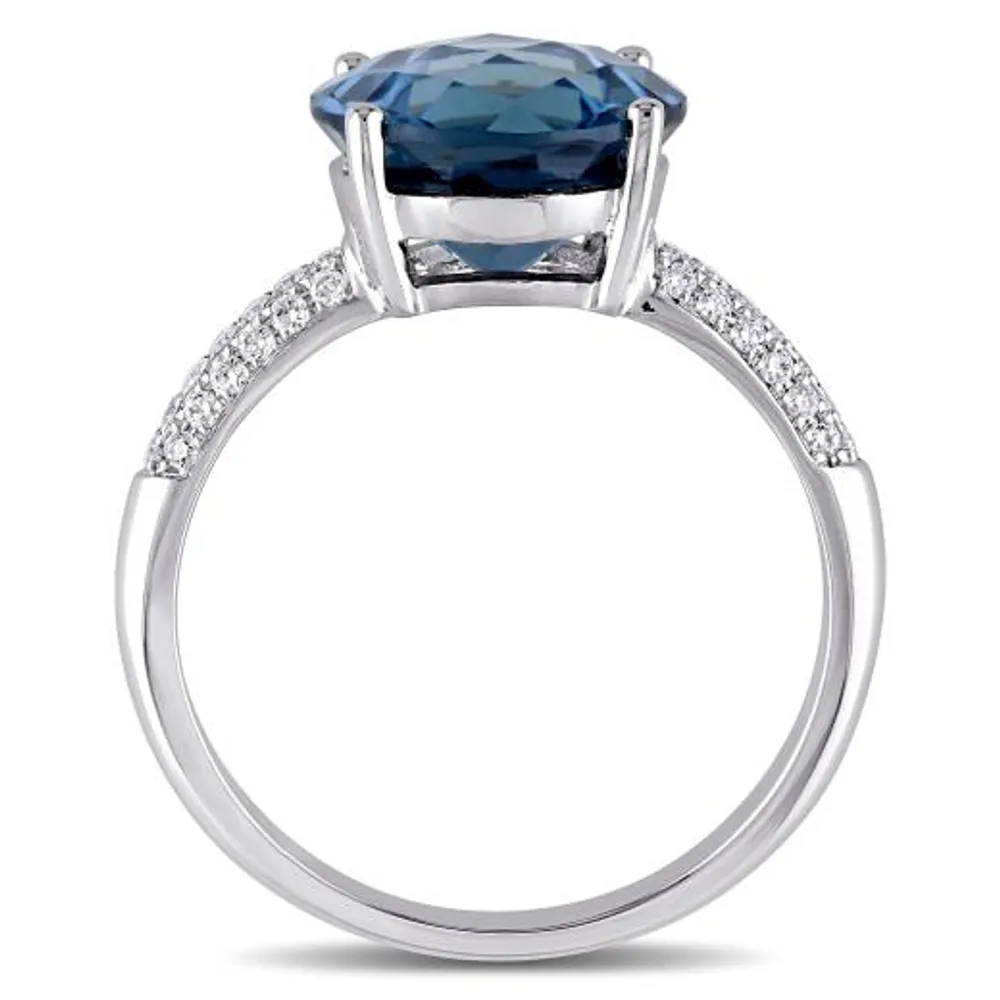 Julianna B 14K White Gold London Blue Topaz & 0.19CTW Diamond Cocktail Ring