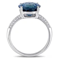 Julianna B 14K White Gold London Blue Topaz & 0.19CTW Diamond Cocktail Ring