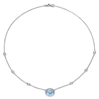 Julianna B 14K White Gold Blue Topaz 0.16CTW Diamond & White Sapphire Necklace