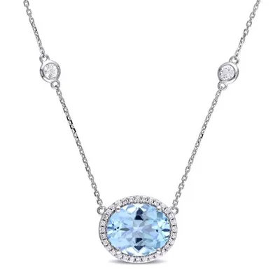 Julianna B 14K White Gold Blue Topaz 0.16CTW Diamond & White Sapphire Necklace