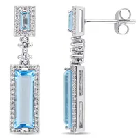 Julianna B 14K White Gold Swiss Sky Blue Topaz & 0.31CTW Diamond Earrings