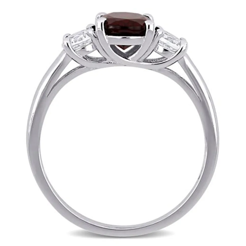 Julianna B Sterling Silver Garnet & Created White Sapphire Ring