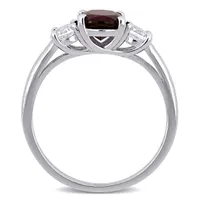 Julianna B Sterling Silver Garnet & Created White Sapphire Ring