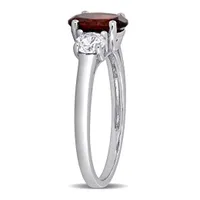 Julianna B Sterling Silver Garnet & Created White Sapphire Ring