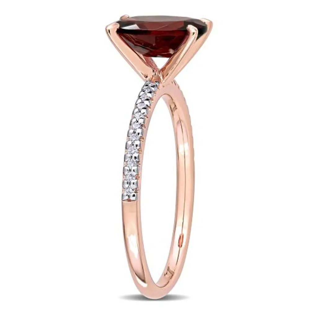 Julianna B 14K Rose Gold Garnet and 0.10CTW Diamond Ring