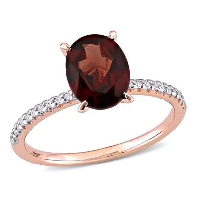 Julianna B 14K Rose Gold Garnet and 0.10CTW Diamond Ring