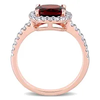 Julianna B 10K Rose Gold Garnet and White Topaz Halo Ring