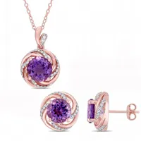 Julianna B Rose Plated Sterling Silver Amethyst White Topaz & Diamond Set