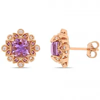 Julianna B Rose Gold Plated Sterling Silver Amethyst & White Topaz Earrings