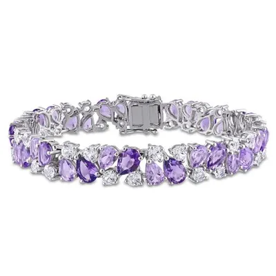 Julianna B Sterling Silver Rose De France Amethyst & Created Sapphire Bracelet