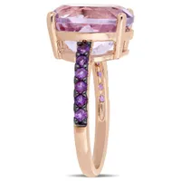 Julianna B Rose Plated Sterling Silver Amethyst & Rose De France Ring