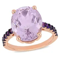 Julianna B Rose Plated Sterling Silver Amethyst & Rose De France Ring