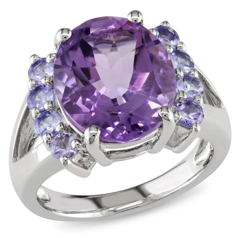 Julianna B Sterling Silver Amethyst and Tanzanite Split Shank Ring