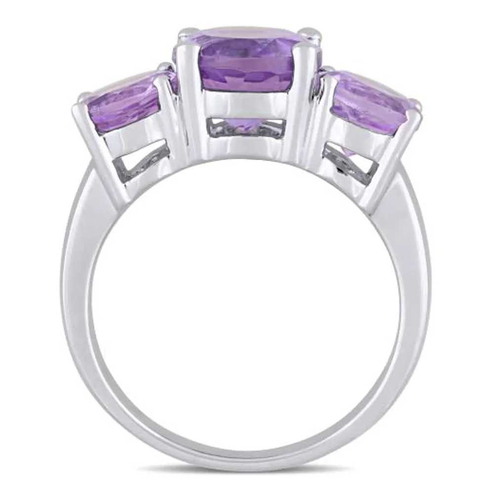 Julianna B Sterling Silver Amethyst Three-Stone Ring