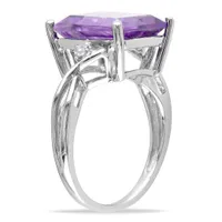 Julianna B Sterling Silver Emerald Cut Amethyst White Topaz Ring