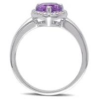 Julianna B Sterling Silver Amethyst Heart Halo Ring