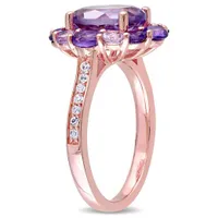 Julianna B Rose Plated Sterling Silver Amethyst Topaz & Rose De France Ring