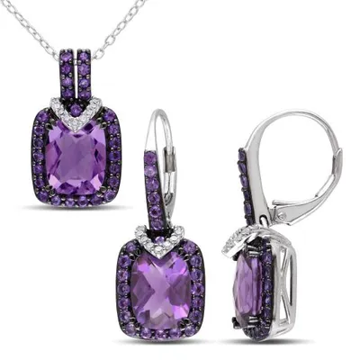 Julianna B Sterling Silver 0.135CTW Diamond & Amethyst Two Piece Set