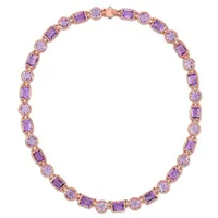 Julianna B Rose Plated Sterling Silver Rose De France and Amethyst Link Necklace